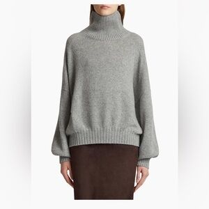 KHAITE Morris Heather Gray Cowl Neck Sweater CASHMERE